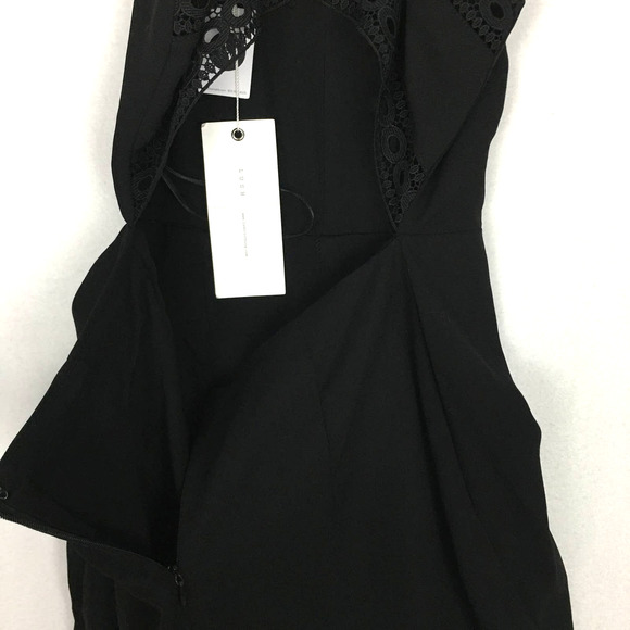 New Lush Lace Trim Black Jumpsuit Size Small - Picture 9 of 13